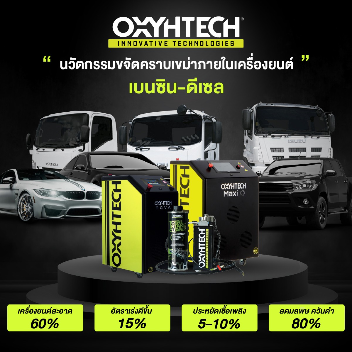 1 Oxyhtech นวัตกรรมช่วยลดคาร์บอน ลดเขม่าไอเสีย ฝุ่น PM 2.5